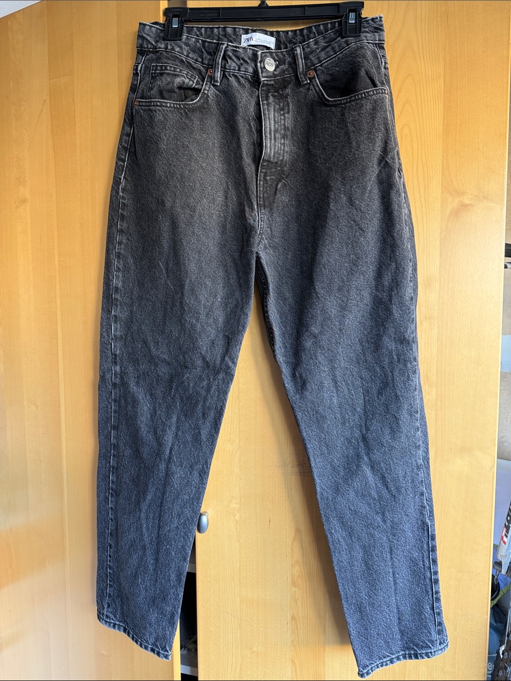 Zara Black Washed High-Rise Jeans